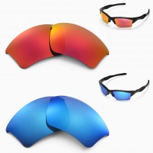New Walleva Fire Red + Ice Blue Polarized Replacement Lenses For Oakley Half Jacket 2.0 XL Sunglasses